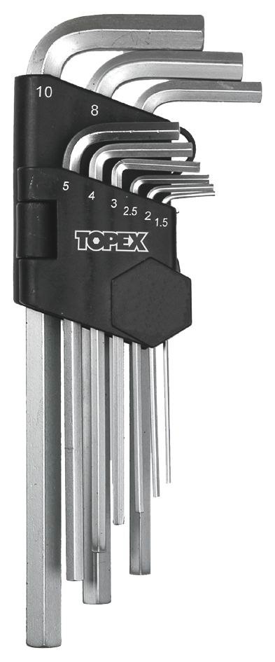 TOPEX KOMPLET KLUCZY IMBUSOWY ''HEX'' TYP L 1,5-10MM DŁUGIE 9SZTUK