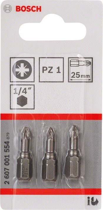 BOSCH BIT, GROT, KOŃCÓWKA PZ1 EH 25MM 3 SZT.