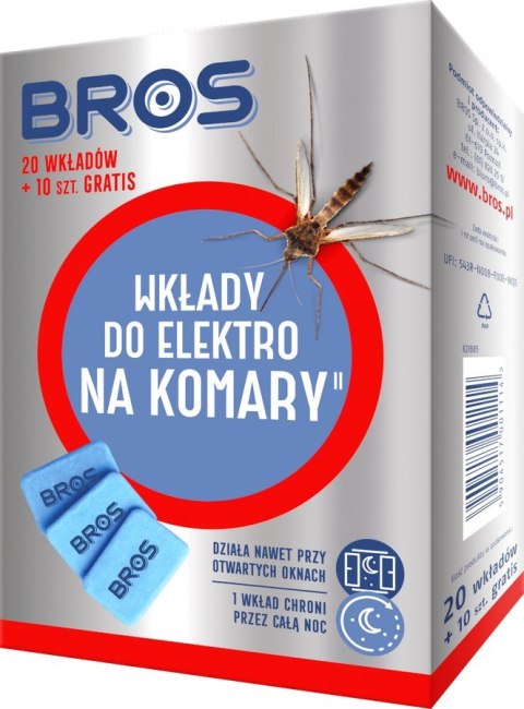 BROS WKŁADY. DO ELEKTROFUMIGATOR NA KOMARY 20SZT.