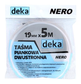 DEKA TAŚMA DWUSTRONNA PIANKOWA NERO CZARNA 19MM*5M