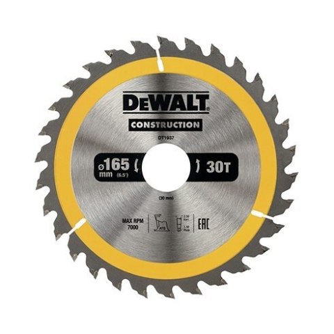 DEWALT PIŁA TARCZOWA DO DREWNA 165/30MM, 30 ZĘBÓW