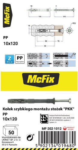 MC FIX KOŁEK SZYBKI MONTAŻ STOŻEK PP 10*120MM