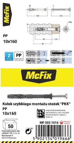 MC FIX KOŁEK SZYBKI MONTAŻ STOŻEK PP 10*160MM