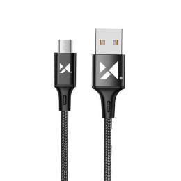 Mocny kabel przewód w oplocie USB microUSB 2.4A 1m czarny