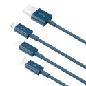 3w1 kabel przewód uniwersalny USB - Lightning / USB-C / micro USB 3.5A 1.5m niebieski