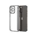 Case etui żelowe do iPhone 14 Plus obudowa pokrowiec z metaliczną ramką 14Q czarny