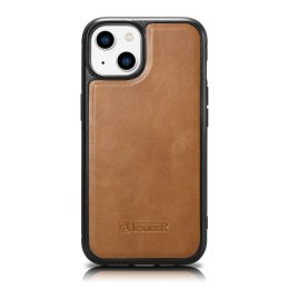 Etui pokryte naturalną skórą do iPhone 14 Plus Leather Oil Wax jasny brąz