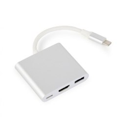 Cablexpert Stacja dokująca | USB-C 3.1 / Thunderbolt 3 | Srebrny