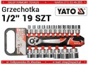 YATO KOMPLET NASADEK Z GRZECHOTKĄ 1/2'' 19 CZĘŚCI