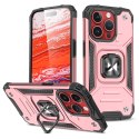 Pancerne etui z uchwytem na palec do iPhone 15 Pro Ring Armor różowe złoto