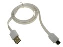 Kabel USB wtyk A- Type-C 1,0m biały płaski --