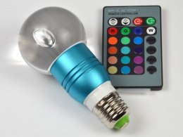 Żarówka LED Gais E27 3W RGB z pilotem niebieska-