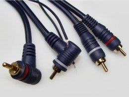 Kabel 2*RCA 5m z żyłą sterującą kątowo - prost --