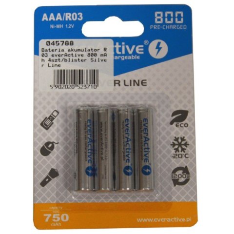 Bateria akumulator R03 everActive 800 mAh 4szt/bli