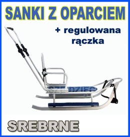 PICCOLINO SREBRNE Sanki z regulowana raczka OPARCIE