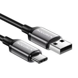 Kabel USB do USB-C Rocoren Retro Series, 3A, 2m (szary)