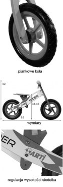 ARTI RIDER DARK BLUE 1 Rowek Biegowy Drewniany PIANKOWE KOŁA