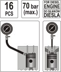 YATO MIERNIK CIŚNIENIA SPRĘŻANIA DIESEL 16 CZĘŚCI