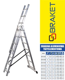 BRAKET DRABINA ALUMINIOWA 3-ELEMENTOWA 420CM 7+7+7 SZCZEBLI