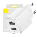 Ładowarka sieciowa Baseus Compact Quick Charger, 2x USB, 10.5W (biała)