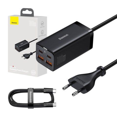 Ładowarka sieciowa Baseus GaN3 Pro 2xUSB-C + 2xUSB, 100W (czarna)