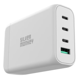 Ładowarka sieciowa GaN 130W z kablem zasilającym 3xUSB-C PD USB-A QC 3.0 biała