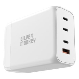 Mocna ładowarka sieciowa GaN 200W z kablem zasilającym 3xUSB-C PD USB-A QC 3.0 biała