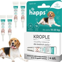 HAPPS Herbal - krople na pchły i kleszcze dla średnich psów 10 - 20kg 4szt.