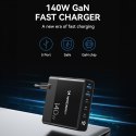 Ładowarka sieciowa 100-240V GaN 140W 3x USB-C / 2x USB-A czarna