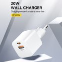 Ładowarka sieciowa PD QC 3.0 100-240V 20W USB-C USB-A biała