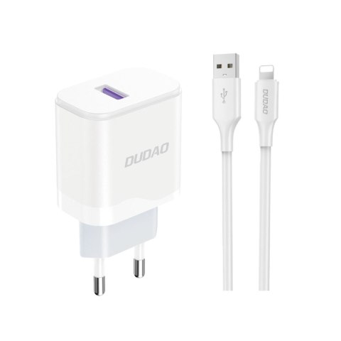 Ładowarka sieciowa USB-A 18W z kablem do iPhone USB-A - Lightning biała