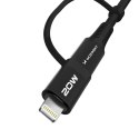 4w1 Uniwersalny kabel przewód 2x USB-C 1x USB-A 1x Lightning 60W 1m czarny