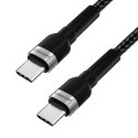 Kabel przewód w oplocie USB-C - USB-C PD 65W 2m czarny