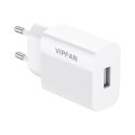 Ładowarka sieciowa VFAN E01, 1x USB, 2.4A (biała)