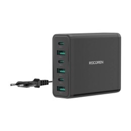 Ładowarka sieciowa Rocoren 3x USB-C, 3x USB-A, 60W (czarna)