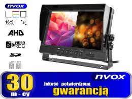 Monitor samochodowy lcd 9cali ahd 4pin z funkcją rejestratora 12v 24v