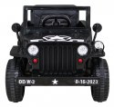 Autko Wojskowe Retro dla dzieci Czarny + Napęd 4x4 + Pilot + 2 Bagażniki + Wolny Start + MP3 LED