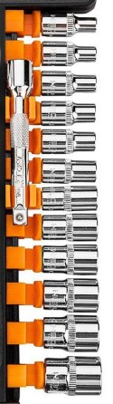 NEO ZESTAW KLUCZY NASADOWYCH 1/4'', 14SZT, 6-KĄTNE