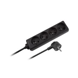 URZ3060-5-B Przedłużacz sieciowy Rebel czarny 4 gniazda bez przełącznika, kabel 5m (3x1,5mm)