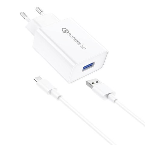 Ładowarka sieciowa Foneng EU13 18W + kabel USB do Micro USB, 3A (biała)