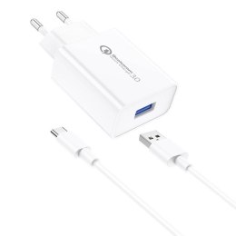 Ładowarka sieciowa Foneng EU13 18W + kabel USB do USB-C, 3A (biała)