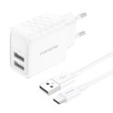 Ładowarka sieciowa Foneng EU53 20W 2xUSB-A, 2,4A (Biała) + kabel USB-C