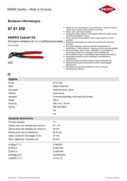 KNIPEX SZCZYPCE DO RUR COBRA Z WYDŁUŻONĄ SZCĘKĄ 250MM