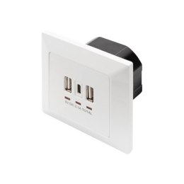 Digitus Gniazdo Digitus | z portami USB A i USB-C, montaż podtynkowy