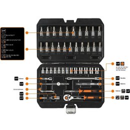 NEO ZESTAW KLUCZY NASADOWYCH 1/4'' 46SZT