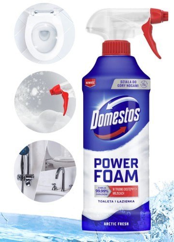 Domestos Power Foam Piana Do Mycia Toalety i Łazienki Arctic Fresh 435ml