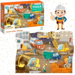 PUZZLE 30 ELEMENTÓW MASZYNY BUDOWLANE KOLOROWA UKŁADANKA DLA DZIECI