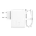 Ładowarka sieciowa Baseus GaN5 Pro, USB-C + USB, 100W + kabel (biała)