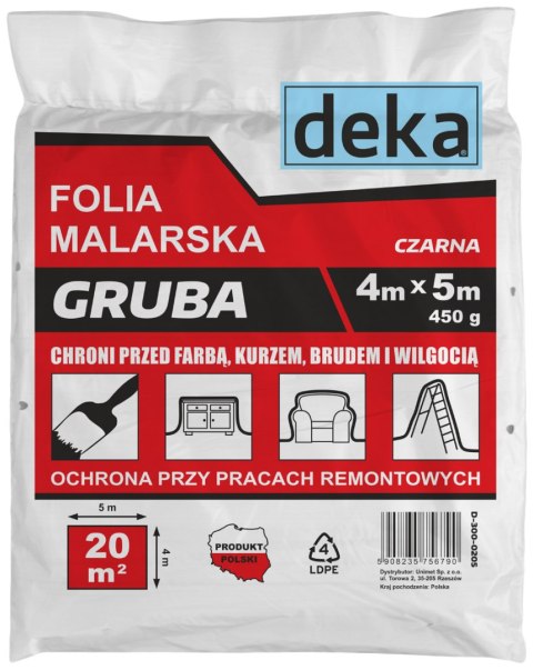 DEKA FOLIA MALARSKA GRUBA CZARNA 4*5M 450G