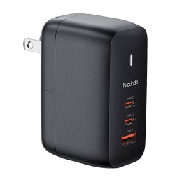 Ładowarka sieciowa Mcdodo CH-8442 UK/US/EU, 2x USB-C + USB-A, kabel USB-C 2m, 65W (czarna)